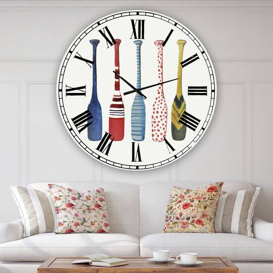 Designart 'Five Paddles Oversized Lake House Wall Clock